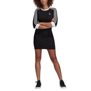 adidas 3 Stripes 3/4 Sleeve Dress in Black